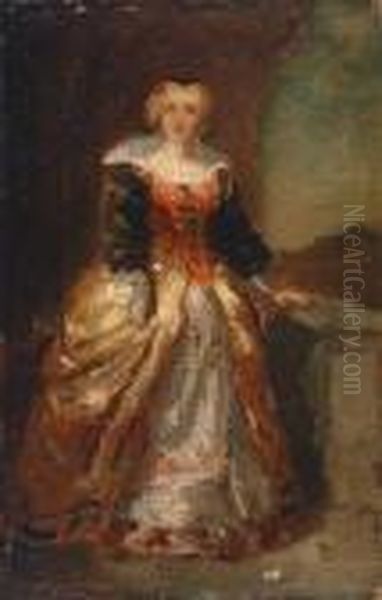 Eine Stehende Dame Oil Painting by Richard Parkes Bonington