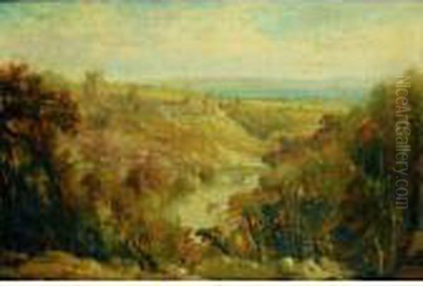 Environs De Nottingham Et La Riviere Lanne Oil Painting by Richard Parkes Bonington