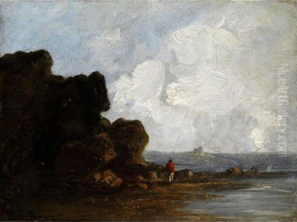 Kustenlandschaft Mit Figurenstaffage Oil Painting by Richard Parkes Bonington