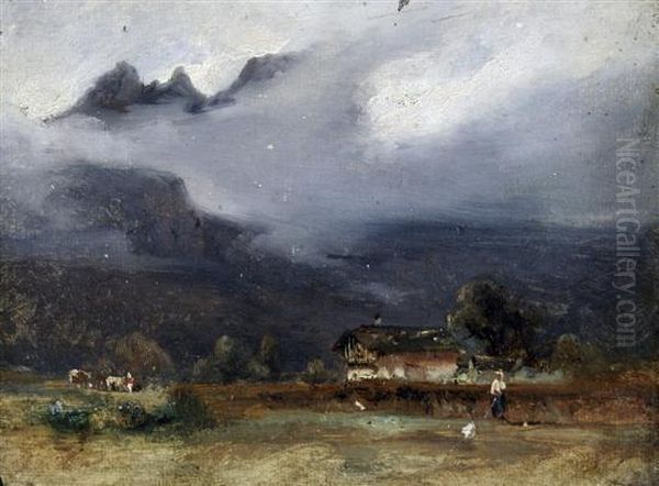 Swiss View Oil Painting by Richard Parkes Bonington