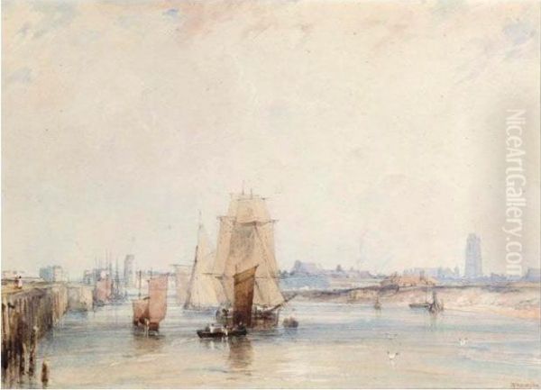 The Harbour At Dunkerque Oil Painting by Richard Parkes Bonington