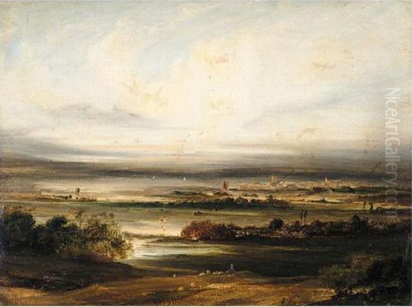 An Extensive Landscape Oil Painting by Richard Parkes Bonington