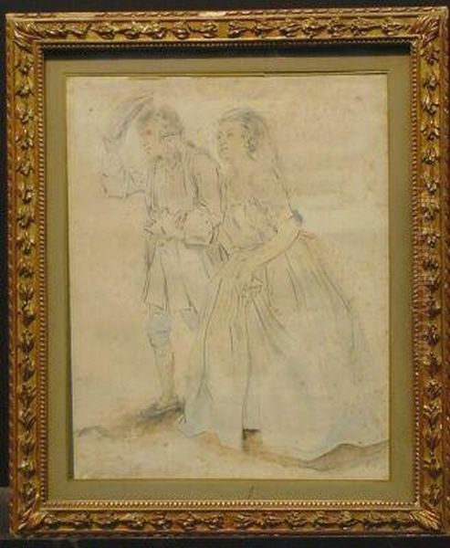 The Cordial Couple
Initialed Oil Painting by Richard Parkes Bonington