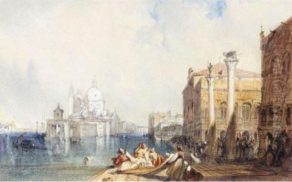 Santa Maria Della Salute And The Piazzetta, Venice Oil Painting by Richard Parkes Bonington