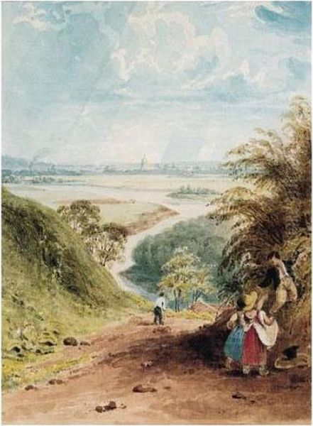 Paris From The Meudon Road Oil Painting by Richard Parkes Bonington