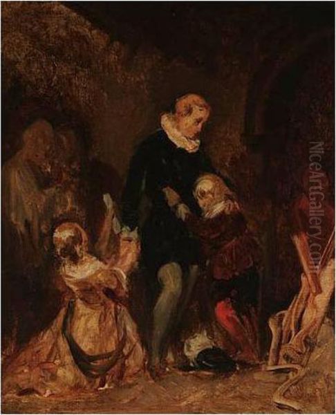 Edward Iv And His Children Oil Painting by Richard Parkes Bonington