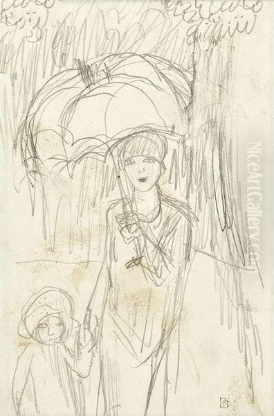 Femme Au Parapluie Oil Painting by Pierre Bonnard