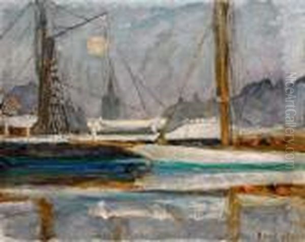 Le Bassin Des Yachts A Deauville Oil Painting by Pierre Bonnard