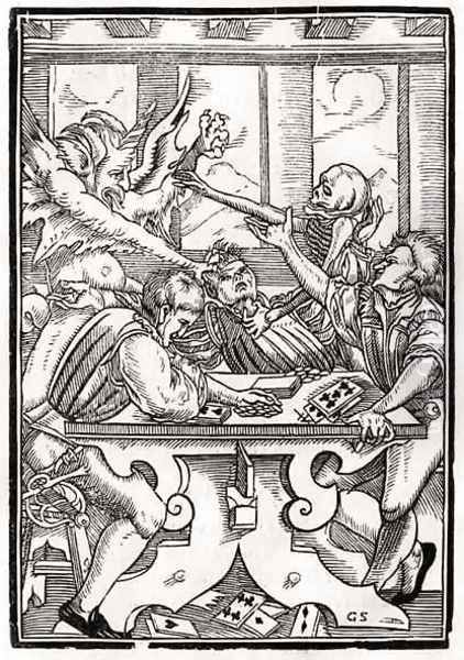 Death and the Devil come for the Card Player Oil Painting by Hans Holbein the Younger