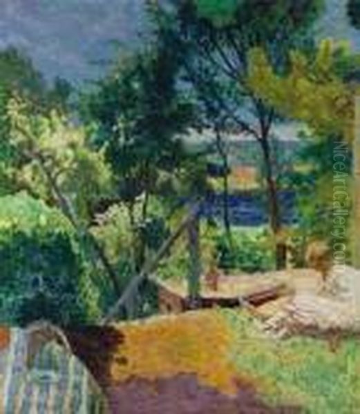 Terrasse A Vernon Oil Painting by Pierre Bonnard