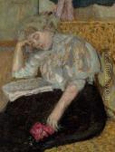 Femme A La Rose Oil Painting by Pierre Bonnard