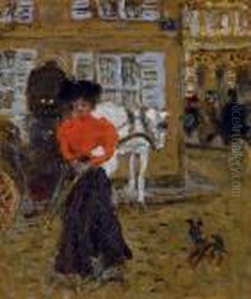 Dans La Rue, La Femme A L'ombrelle Oil Painting by Pierre Bonnard