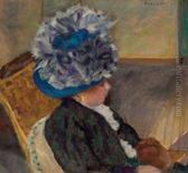 Jeune Femme Au Chapeau Bleu Oil Painting by Pierre Bonnard