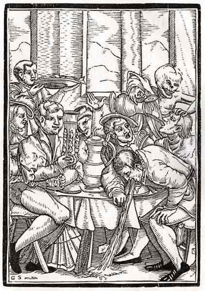 Death comes for the Drunkard Oil Painting by Hans Holbein the Younger