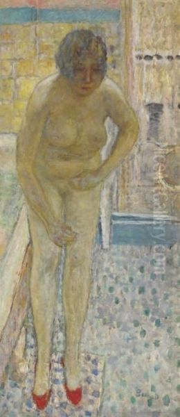 Nu Aux Babouches Rouges Oil Painting by Pierre Bonnard