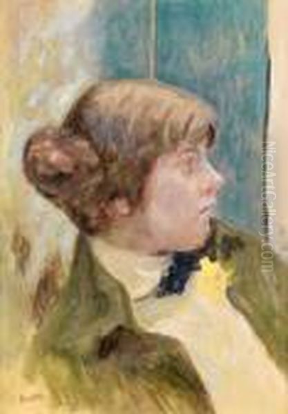 Etude Pour Profil De Femme Au Noeud Papillon Oil Painting by Pierre Bonnard