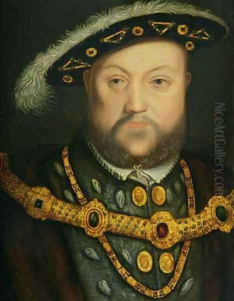 Portrait of Henry VIII 1491-1547 in a Jewelled Chain and Fur Robes Oil Painting by Hans Holbein the Younger