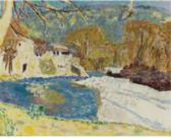 Paysage Blanc A La Riviere Oil Painting by Pierre Bonnard