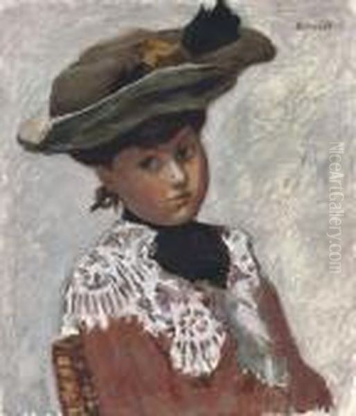 Portrait De Jeune Femme, Or Le Chapeau Oil Painting by Pierre Bonnard