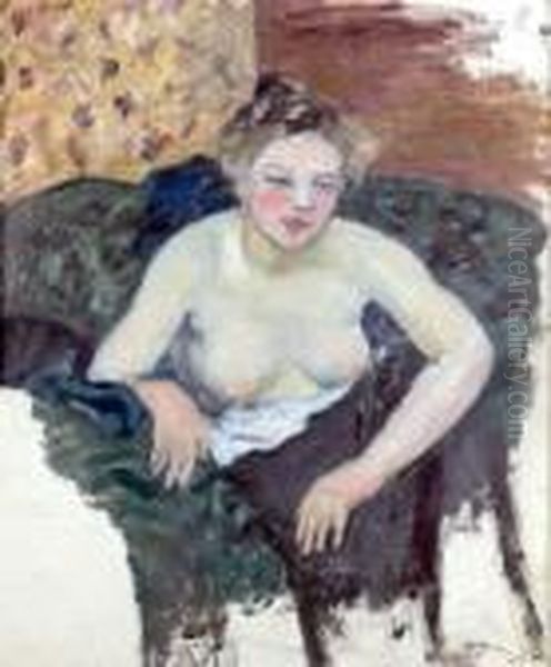 Jeune Femme Assise, Torse Nu Oil Painting by Pierre Bonnard