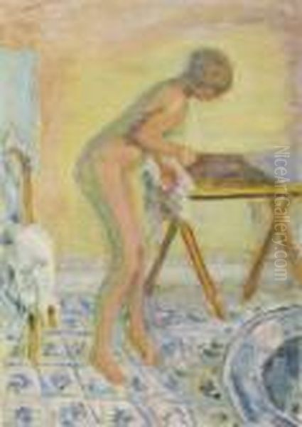 Femme Nue Debout, A La Table Pliante Oil Painting by Pierre Bonnard