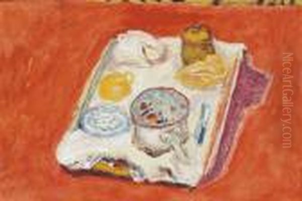 Nature Morte Au Fond Rouge Oil Painting by Pierre Bonnard