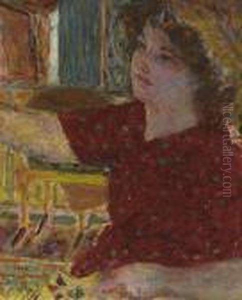 Jeune Femme Peignant Oil Painting by Pierre Bonnard