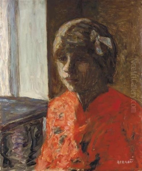 Marthe Bonnard En Corsage Rouge Oil Painting by Pierre Bonnard