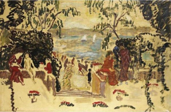 La Terrasse Au Bord De La Mer Oil Painting by Pierre Bonnard