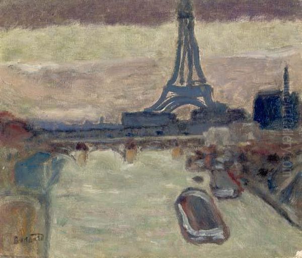 La Tour Eiffel Et La Seine Oil Painting by Pierre Bonnard