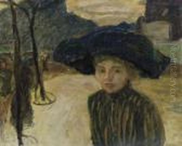 La Femme Au Chapeau Bleu Oil Painting by Pierre Bonnard