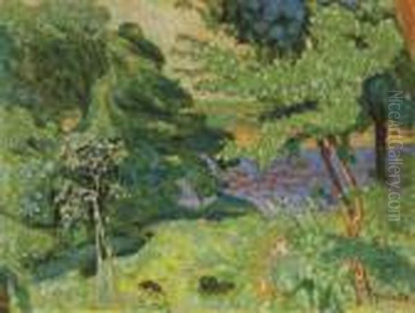 Jardin A Vernon; Paysage Au Bord De La Seine Oil Painting by Pierre Bonnard