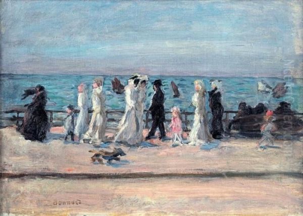 Au Bord De La Mer Or Les Promeneurs Sur La Digue Or La Plage Oil Painting by Pierre Bonnard