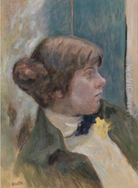 Etude Pour 'profil De Femme Au Noeud Papillon' Oil Painting by Pierre Bonnard