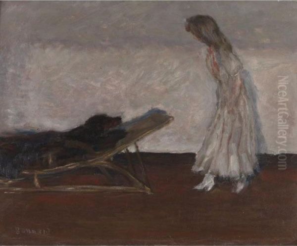 Marthe Et Le Chien Black Oil Painting by Pierre Bonnard