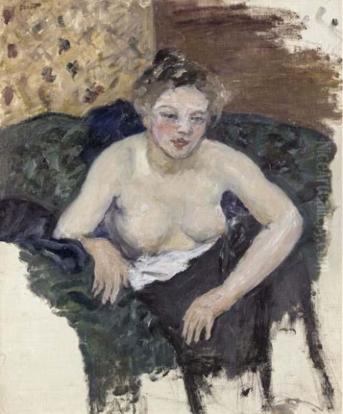 Jeune Femme Assise, Torse Nu Oil Painting by Pierre Bonnard