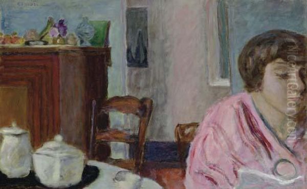 Interieur Avec Tete Or Interieur Avec Figure Oil Painting by Pierre Bonnard