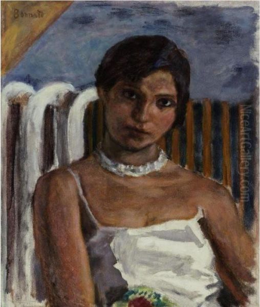 Femme Brune Au Collier Blanc Devant Un Radiateur Oil Painting by Pierre Bonnard