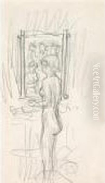 Femme A Sa Toilette Devant Un Miroir Oil Painting by Pierre Bonnard