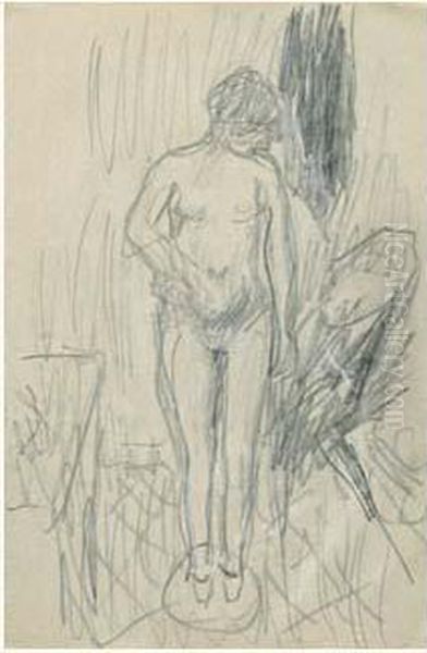 Nu Au Tub De Face, Circa 1922-1925 Oil Painting by Pierre Bonnard