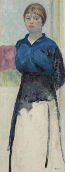 Femme Au Corsage Bleu (etude) Oil Painting by Pierre Bonnard