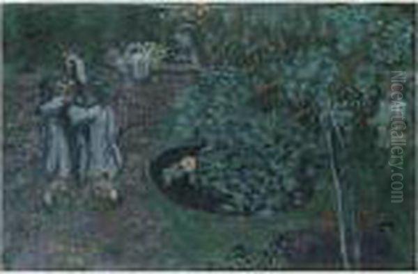 Enfants Jouant Dans Un Jardin Oil Painting by Pierre Bonnard