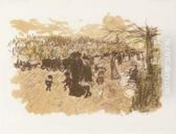 Avenue Au Bois: Plate I, From Quelques Aspects De La Vie De Paris Oil Painting by Pierre Bonnard