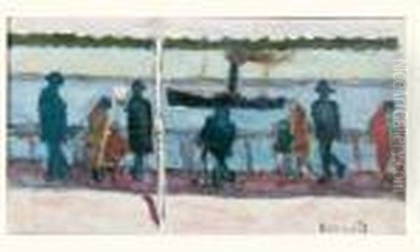 La Promenade Au Bord De La Riviere Oil Painting by Pierre Bonnard