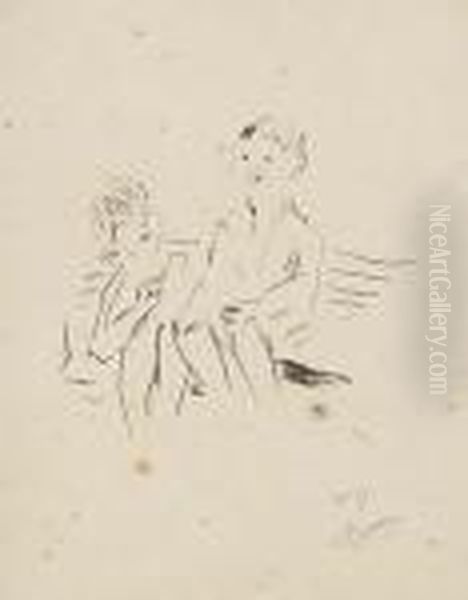 Deux Enfants Sur Un Banc Oil Painting by Pierre Bonnard