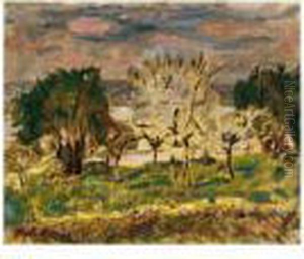 Paysage A Vernon Oil Painting by Pierre Bonnard