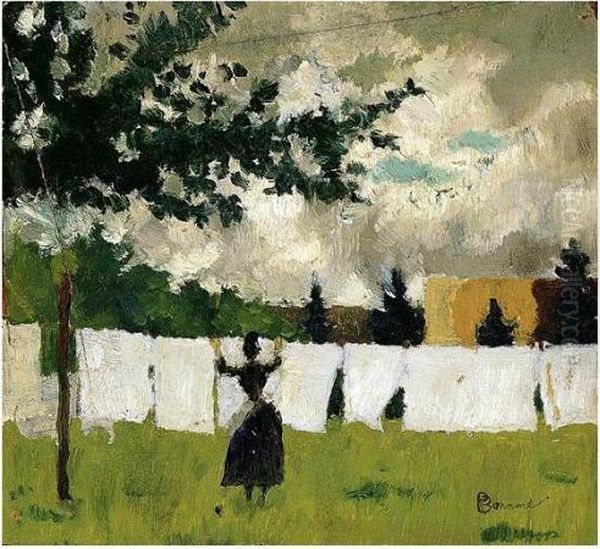 Femme Etendant Du Linge Oil Painting by Pierre Bonnard