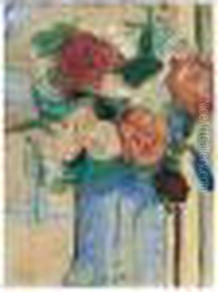 Bouquet De Pivoines Au Vase Bleu Oil Painting by Pierre Bonnard