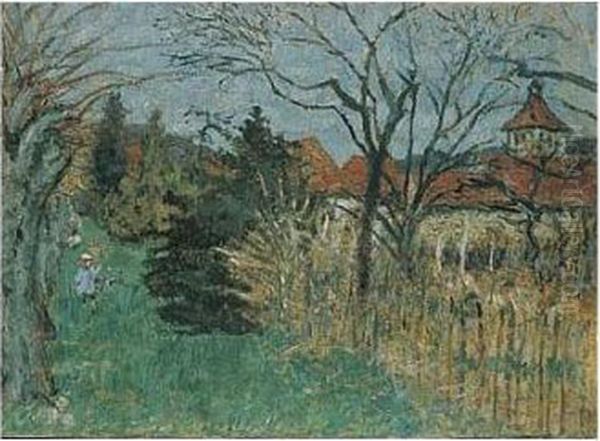 Jeune Fille Au Chien Dans Le Parc Du Grand-lemps (dauphine) Oil Painting by Pierre Bonnard