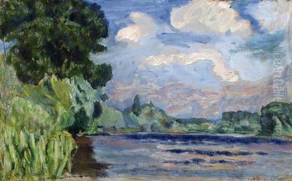 La Seine A Vernon Oil Painting by Pierre Bonnard